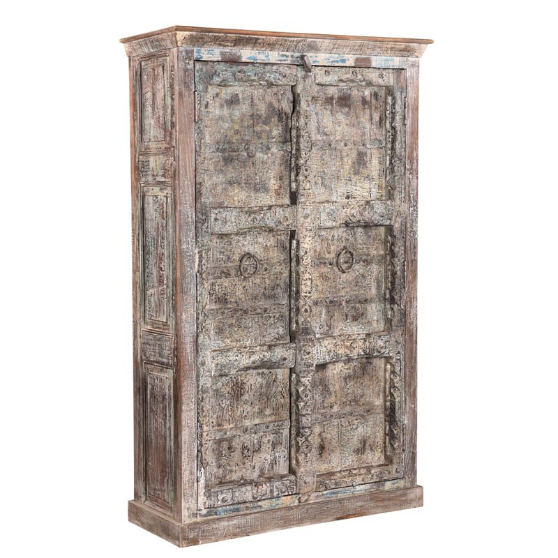 Armoire indienne ancienne bois massif recyclé 114cm Meuble Rangement