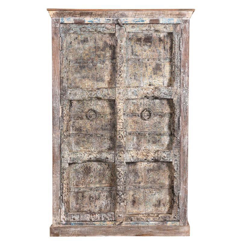 Armoire indienne ancienne bois massif recyclé 114cm Meuble Rangement