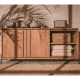 Buffet en teck recyclé SIXTIES 154cm 3 portes