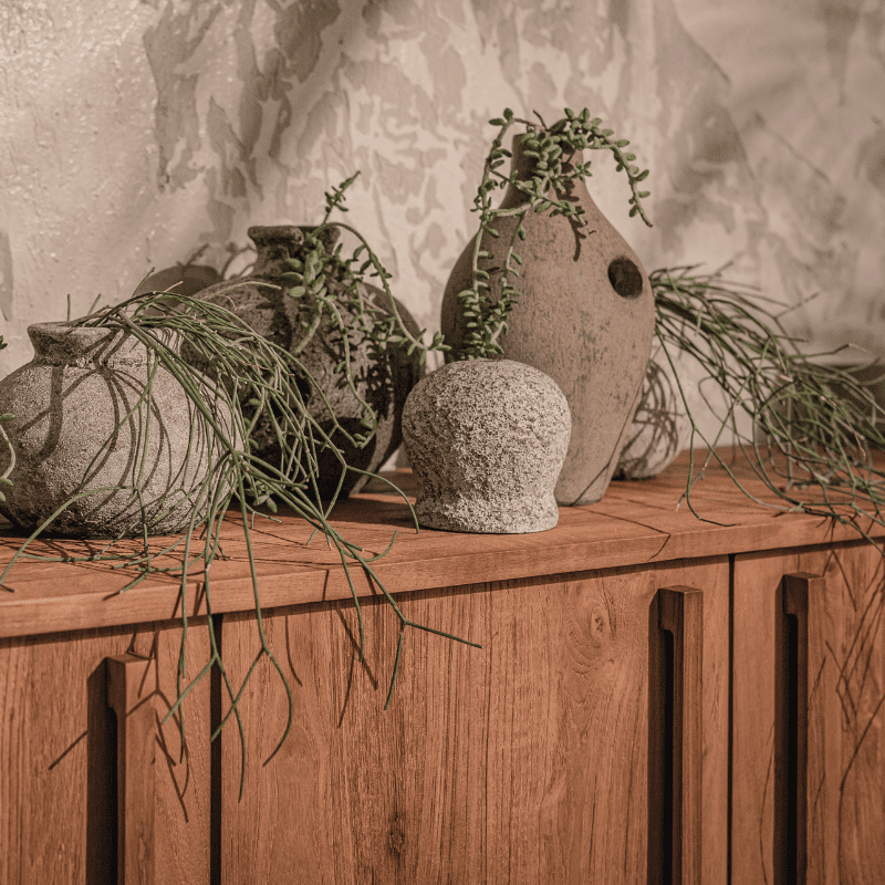 Buffet en teck et métal SIXTIES 194cm 4 portes