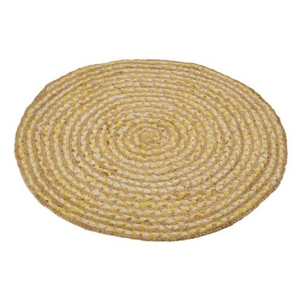 Tapis jute et coton naturel rond TRIBAL 90cm