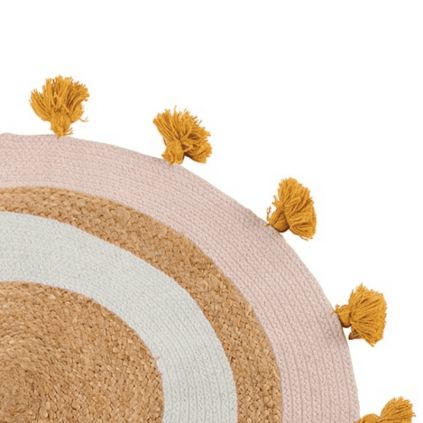 Tapis rond tressé rose pâle TRIBAL 90 cm