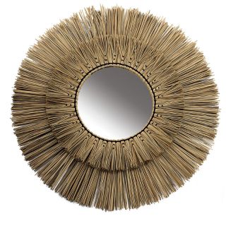 Grand Miroir rond avec encardrement fibres naturelles TRIBAL 90 cm