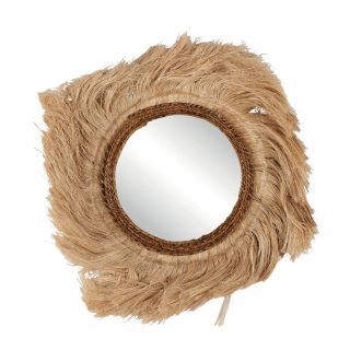 Miroir mural décoratif rond en Abaca Déco Bali TRIBAL 60 cm
