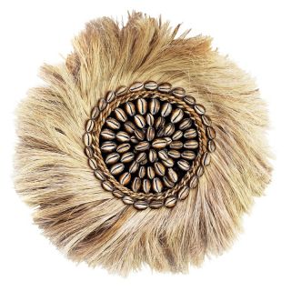 Décoration murale fibre d'Abaca et coquillages TRIBAL 55 cm