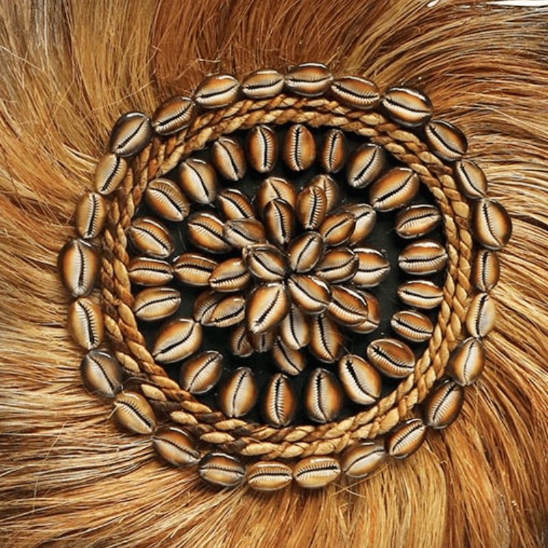 Décoration Abaca et coquillages TRIBAL 55 cm