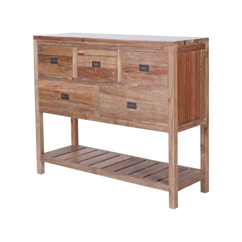 Meuble 5 tiroirs en teck massif recyclé POHON 120cm