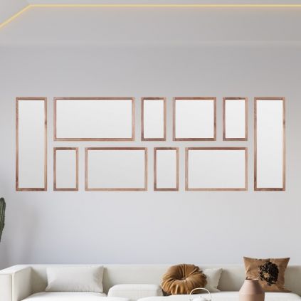 Composition miroirs teck recyclé POHON n3 215x75cm