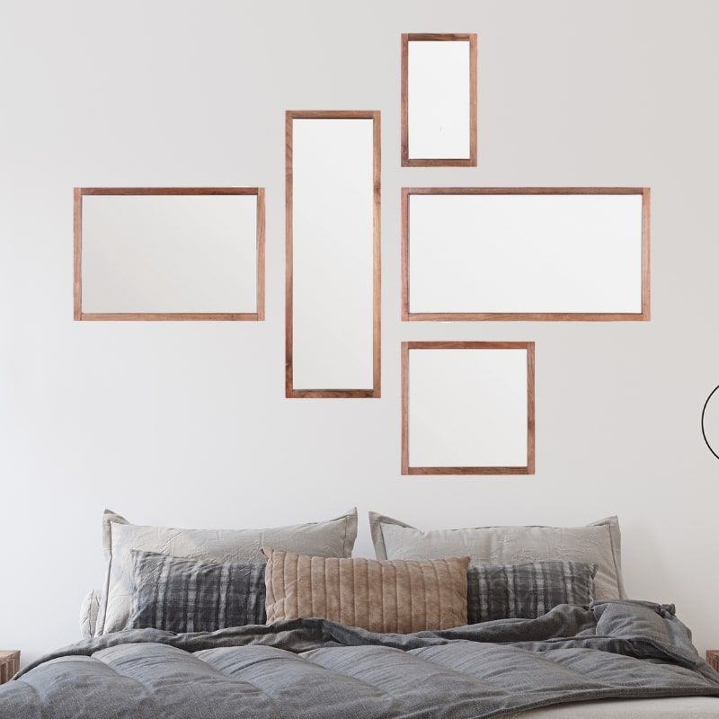 Composition miroirs teck recyclé POHON n7 150x115cm