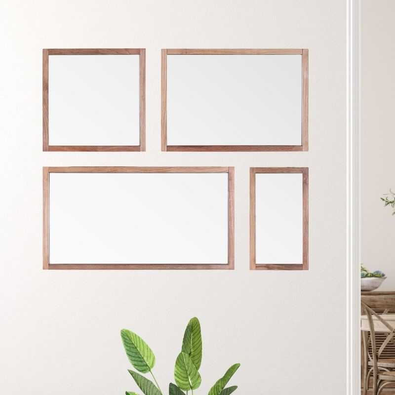 Composition miroirs teck recyclé POHON n9 90x75cm