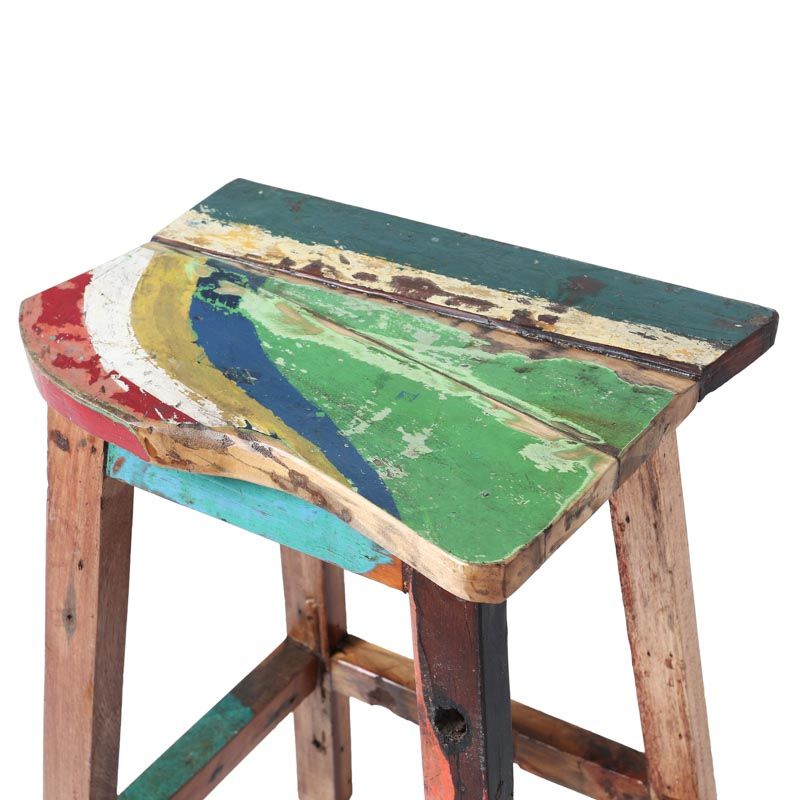 Tabouret de bar bois de bateau BOATWOOD 45cm forme naturelle