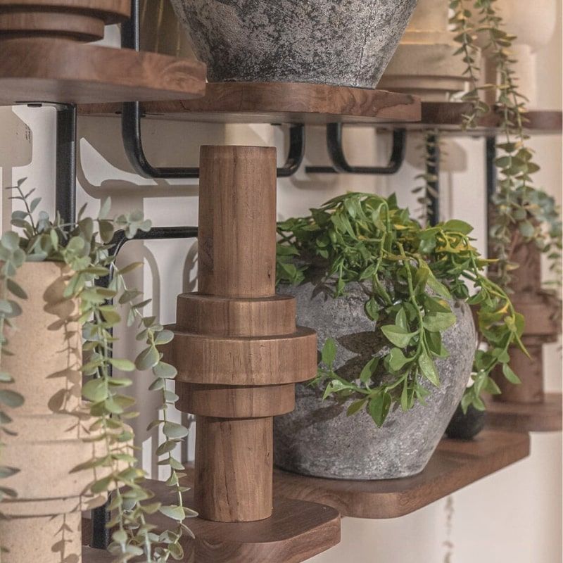 Etagère murale teck et métal recyclés SHELFMATE Ovale 65cm - A