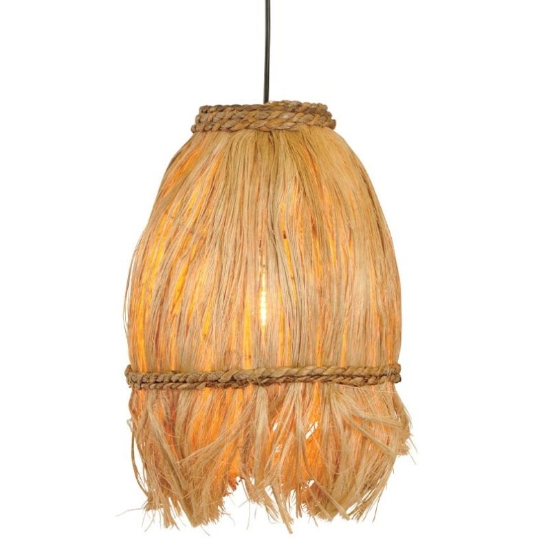 Suspension avec franges en abaca naturel TRIBAL 30cm