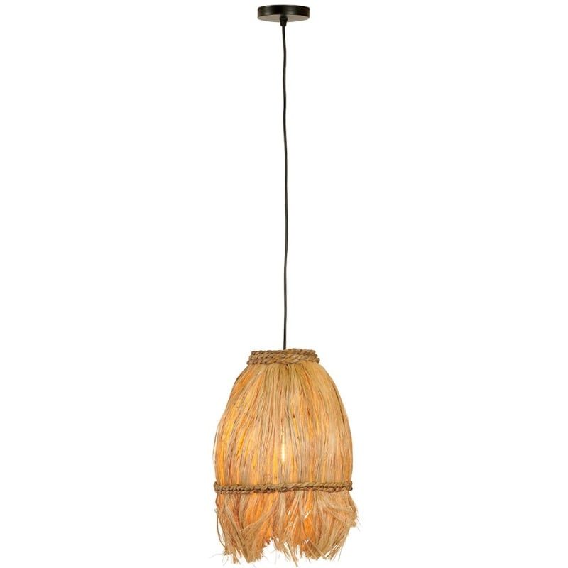 Suspension avec franges en abaca naturel TRIBAL 30cm