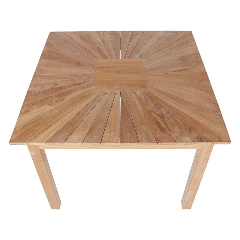 Table de jardin carrée en teck massif 100cm JATI