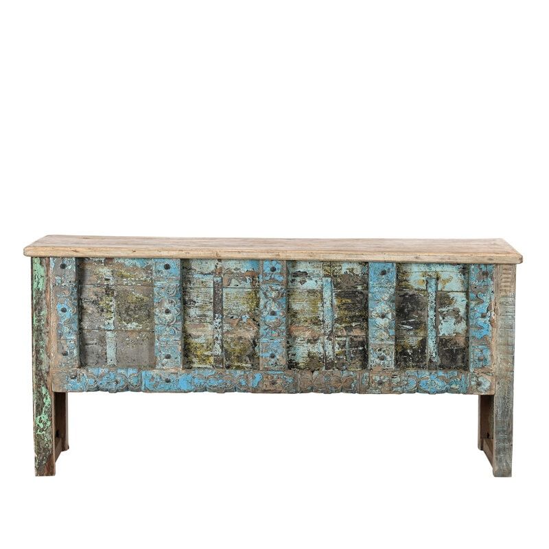 Grand coffre indien bois exotique recyclé 181cm INDIA