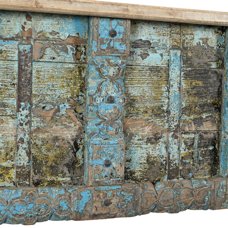 Grand coffre indien bois exotique recyclé 181cm INDIA