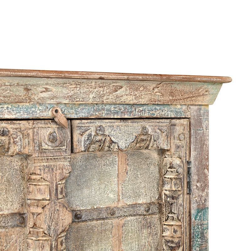 Armoire indienne bois massif exotique patiné INDIA 90cm