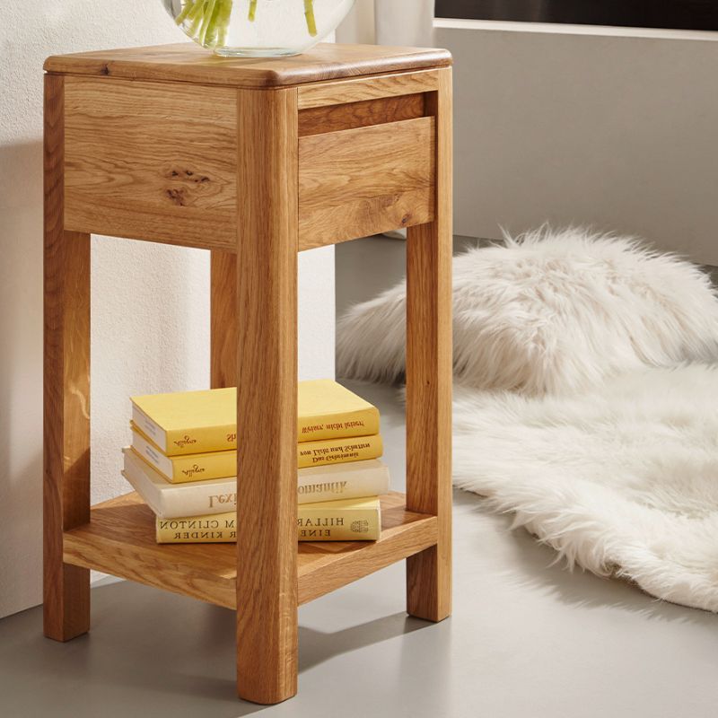 Table de chevet suspendue chêne huié 50x17cm tiroir à lamelles
