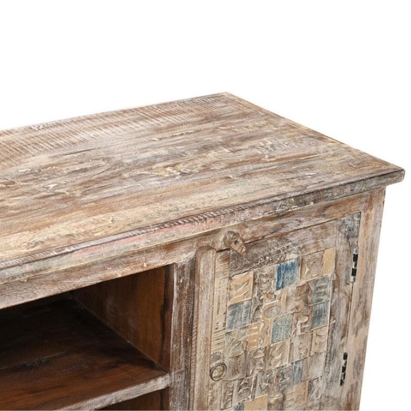 Meuble TV bois sculpté 150cm MOZAIK