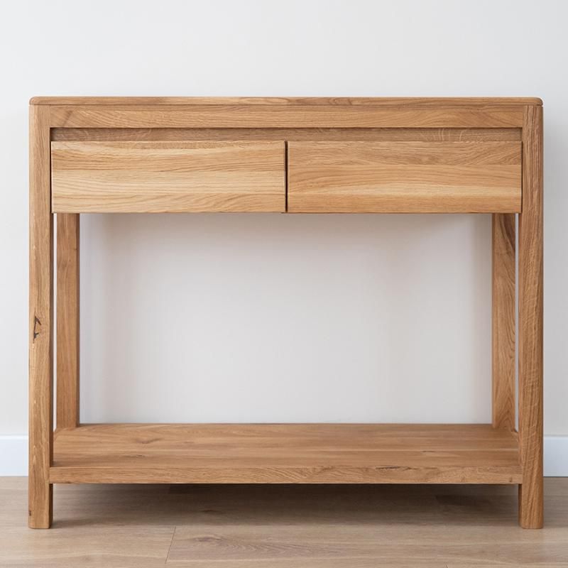 Table Console D'entrée Avec 2 Tiroirs Rotin Et étagère - 110x30x78 Cm, Style Fermier Avec Côtés En X, MDF Et Métal