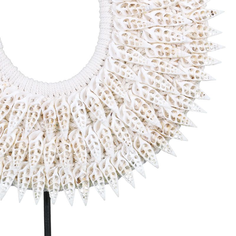 Collier coquillages déco ethnique TRIBAL h40cm blanc