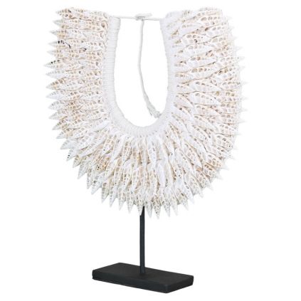 Collier coquillages déco ethnique TRIBAL h40cm blanc