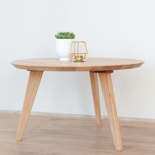 Table basse ronde bois massif de chêne OSLO Ø70cm