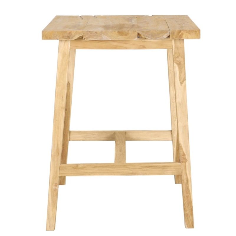 Table haute teck massif brossé POHON 80cm carrée