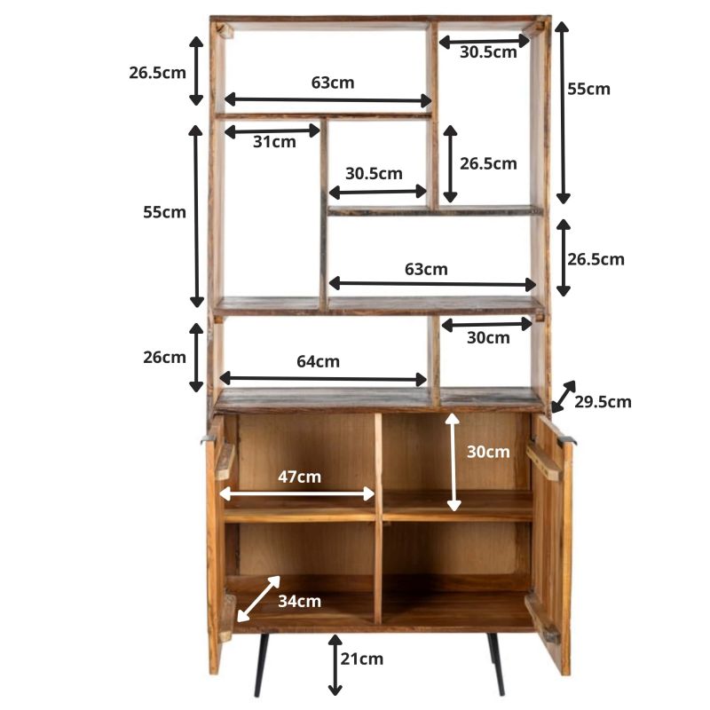 Bibliothèque en bois recyclé vintage MERAKI 100cm