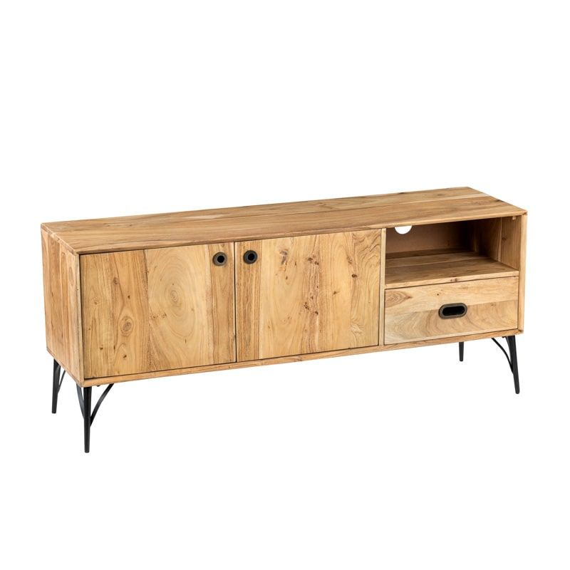 Meuble TV bois massif scandinave SEVENTIES 145cm vintage