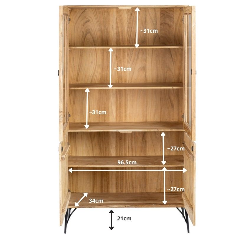 Vitrine bois massif scandinave SEVENTIES 100cm