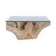 Table basse racine teck carrée 80cm RACINE avec verre