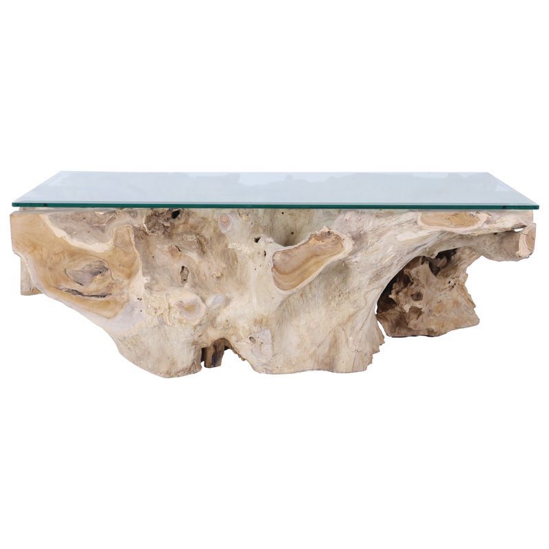 The Living Store Table basse Bois de teck - 40 x 40 cm - Unique - Table faite à la