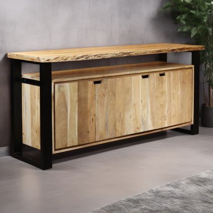 Buffet industriel acacia live edge IRON 180cm 3 portes