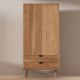 Armoire scandinave en chêne massif huilé h180cm OSLO 2 tiroirs
