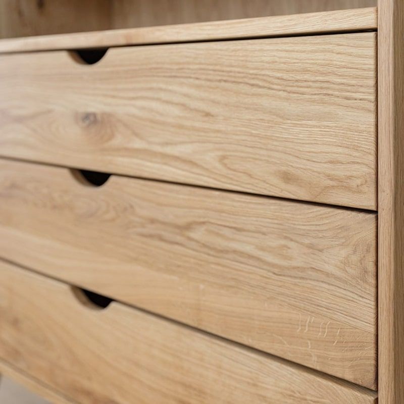 Commode scandinave en chêne massif huilé 110cm OSLO 3 tiroirs