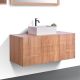Meuble suspendu salle de bain bois de teck massif MANDI 120cm 3 portes
