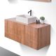 Meuble suspendu salle de bain bois de teck massif MANDI 120cm 3 portes