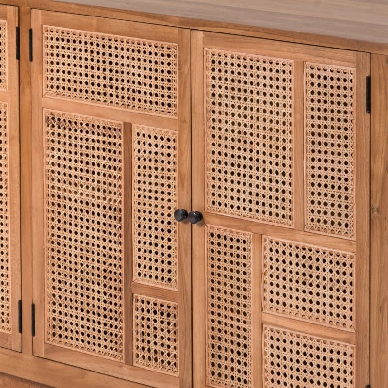 Meuble salle de bain cannage et teck massif BOHO 175cm