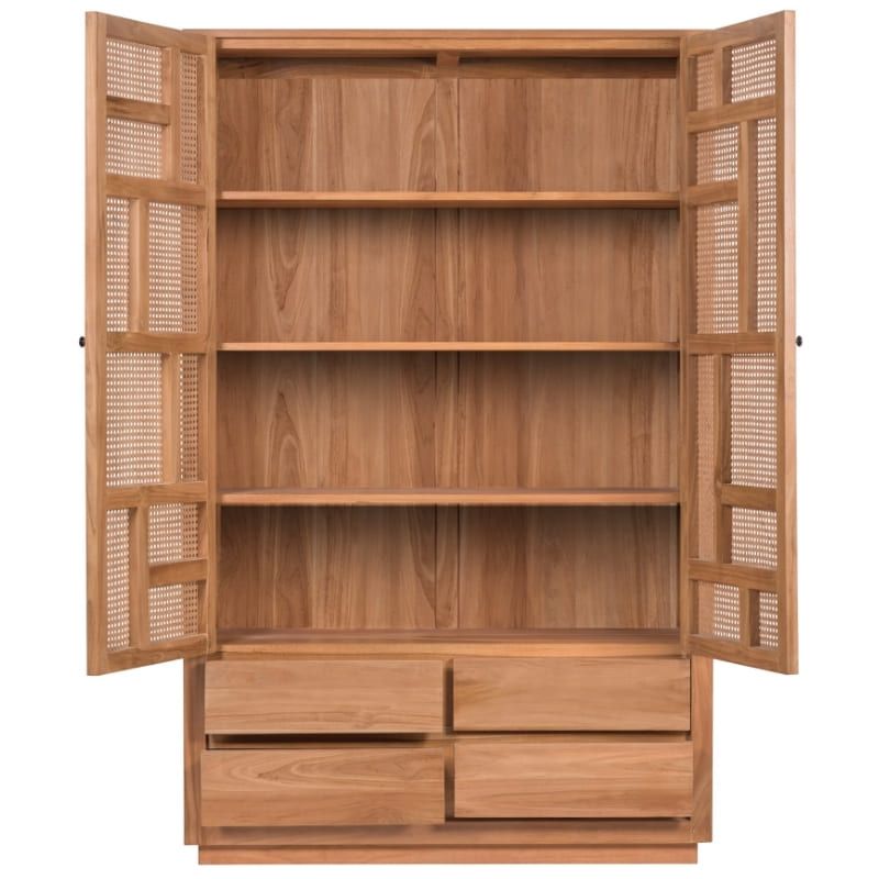 Armoire en cannage et teck BOHO 120cm
