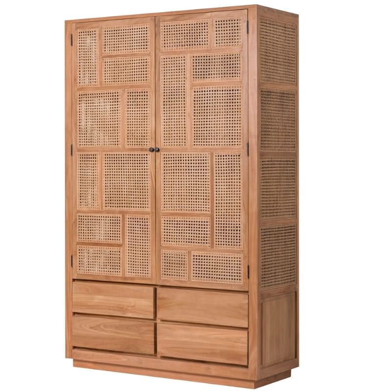Armoire en cannage et teck BOHO 120cm