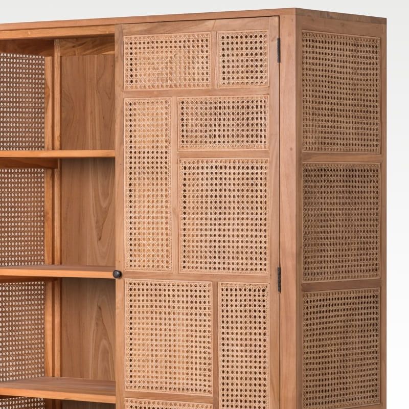 Armoire en cannage et teck BOHO 120cm