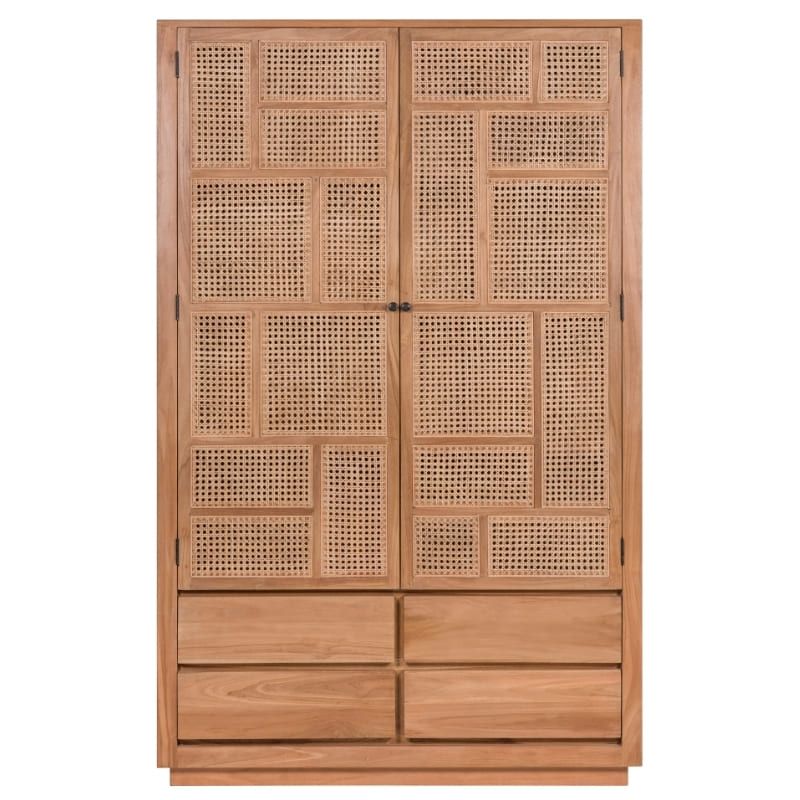 Armoire en cannage et teck BOHO 120cm