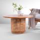 Table basse cannage et teck ronde BOHO d80cm