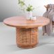 Table basse cannage et teck ronde BOHO d80cm