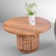 Table basse cannage et teck ronde BOHO d80cm