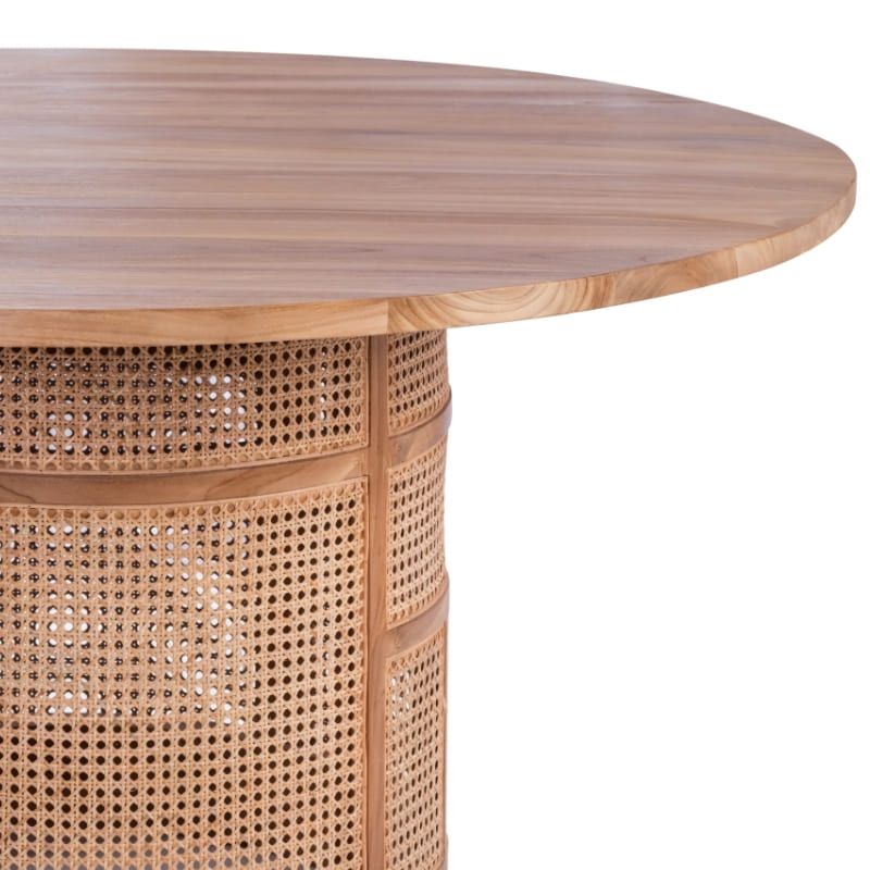 Table cannage et teck ronde BOHO d150cm
