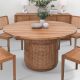 Table cannage et teck ronde BOHO d150cm