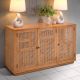 Buffet en cannage et teck BOHO 135cm 3 portes